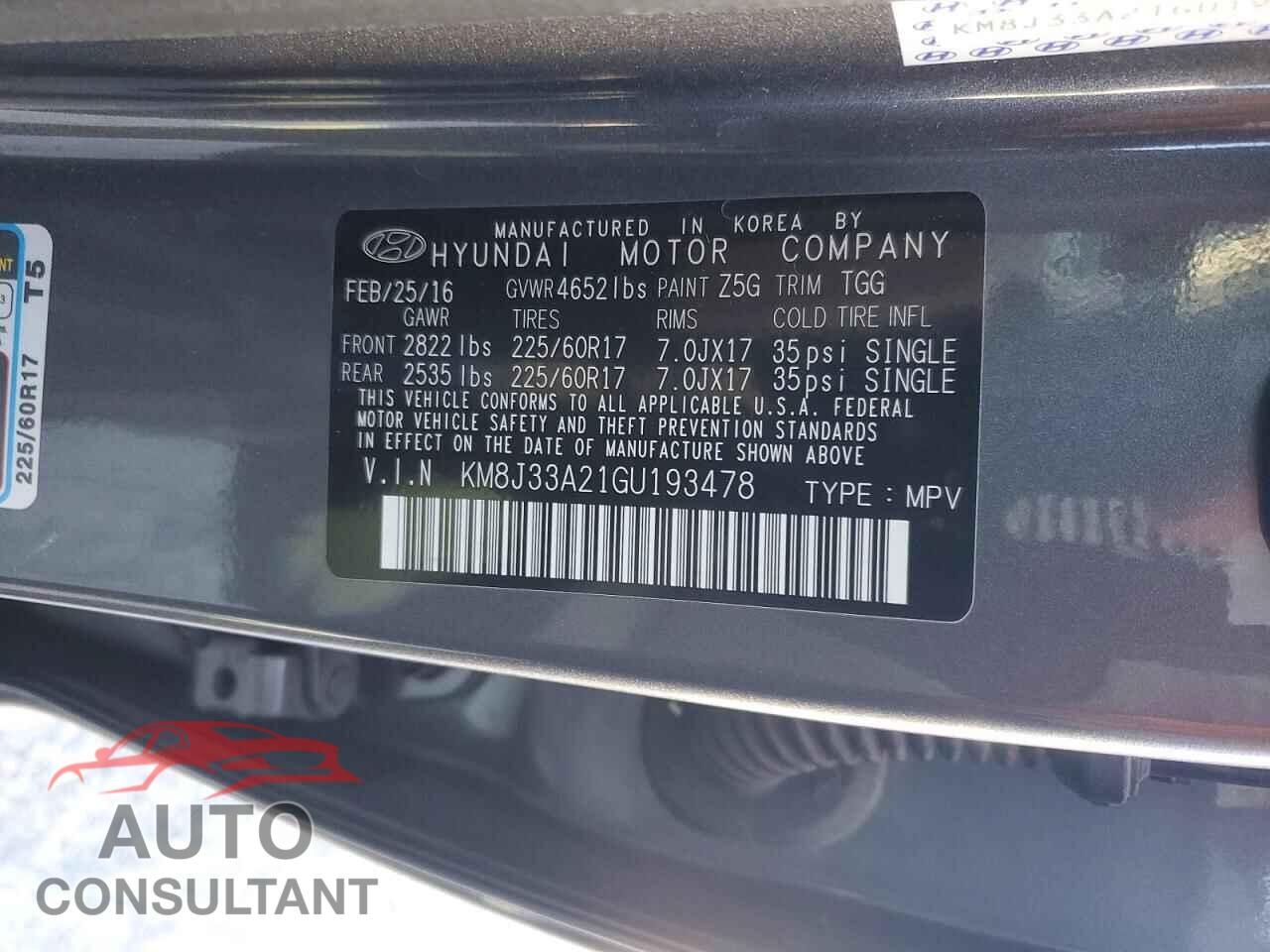 HYUNDAI TUCSON 2016 - KM8J33A21GU193478