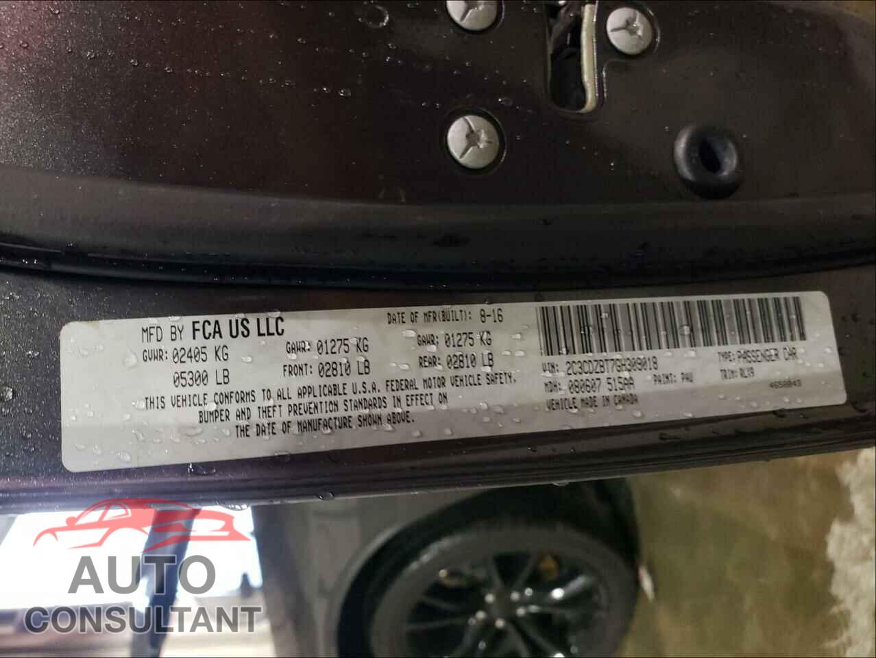 DODGE CHALLENGER 2016 - 2C3CDZBT7GH309018
