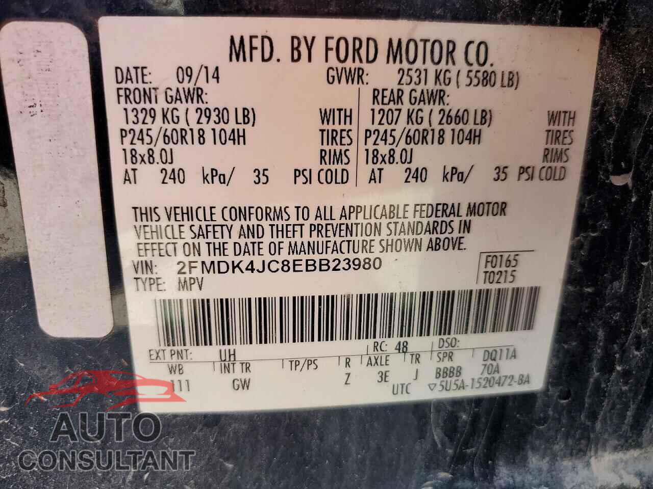 FORD EDGE 2014 - 2FMDK4JC8EBB23980