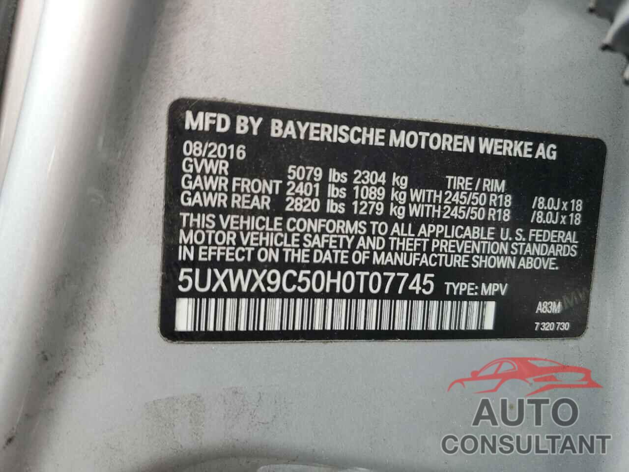 BMW X3 2017 - 5UXWX9C50H0T07745