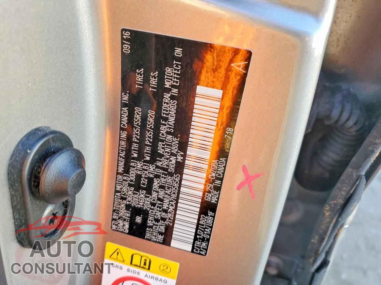LEXUS RX 350 2017 - 2T2BZMCA7HC058565