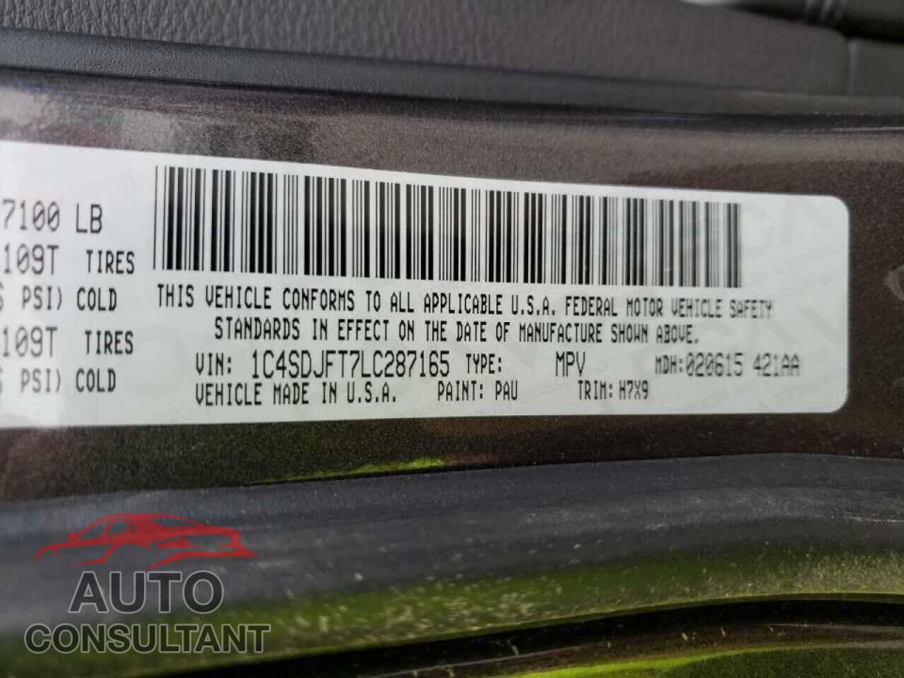 DODGE DURANGO 2020 - 1C4SDJFT7LC287165