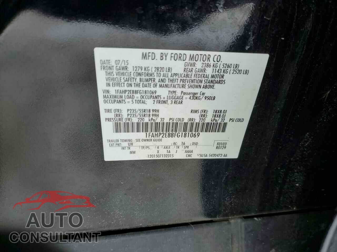 FORD TAURUS 2015 - 1FAHP2E88FG181069