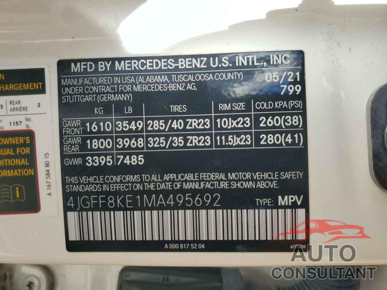 MERCEDES-BENZ GLS-CLASS 2021 - 4JGFF8KE1MA495692