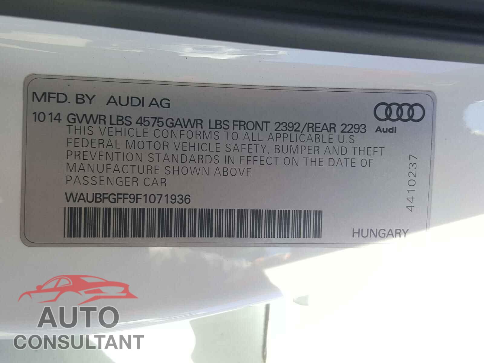 AUDI A3 2015 - WAUBFGFF9F1071936