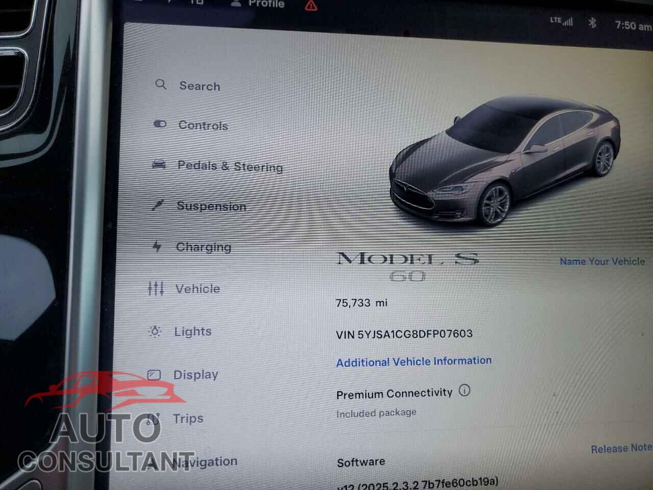 TESLA MODEL S 2013 - 5YJSA1CG8DFP07603