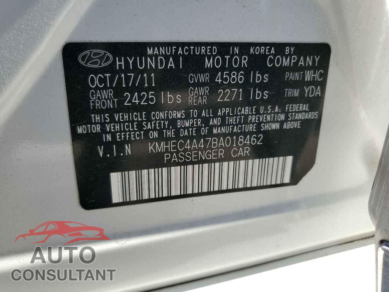 HYUNDAI SONATA 2011 - KMHEC4A47BA018462