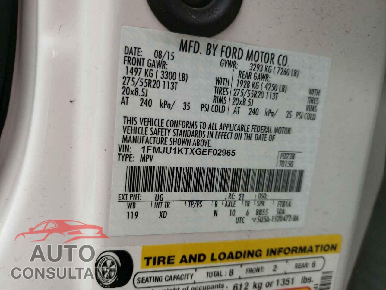 FORD EXPEDITION 2016 - 1FMJU1KTXGEF02965