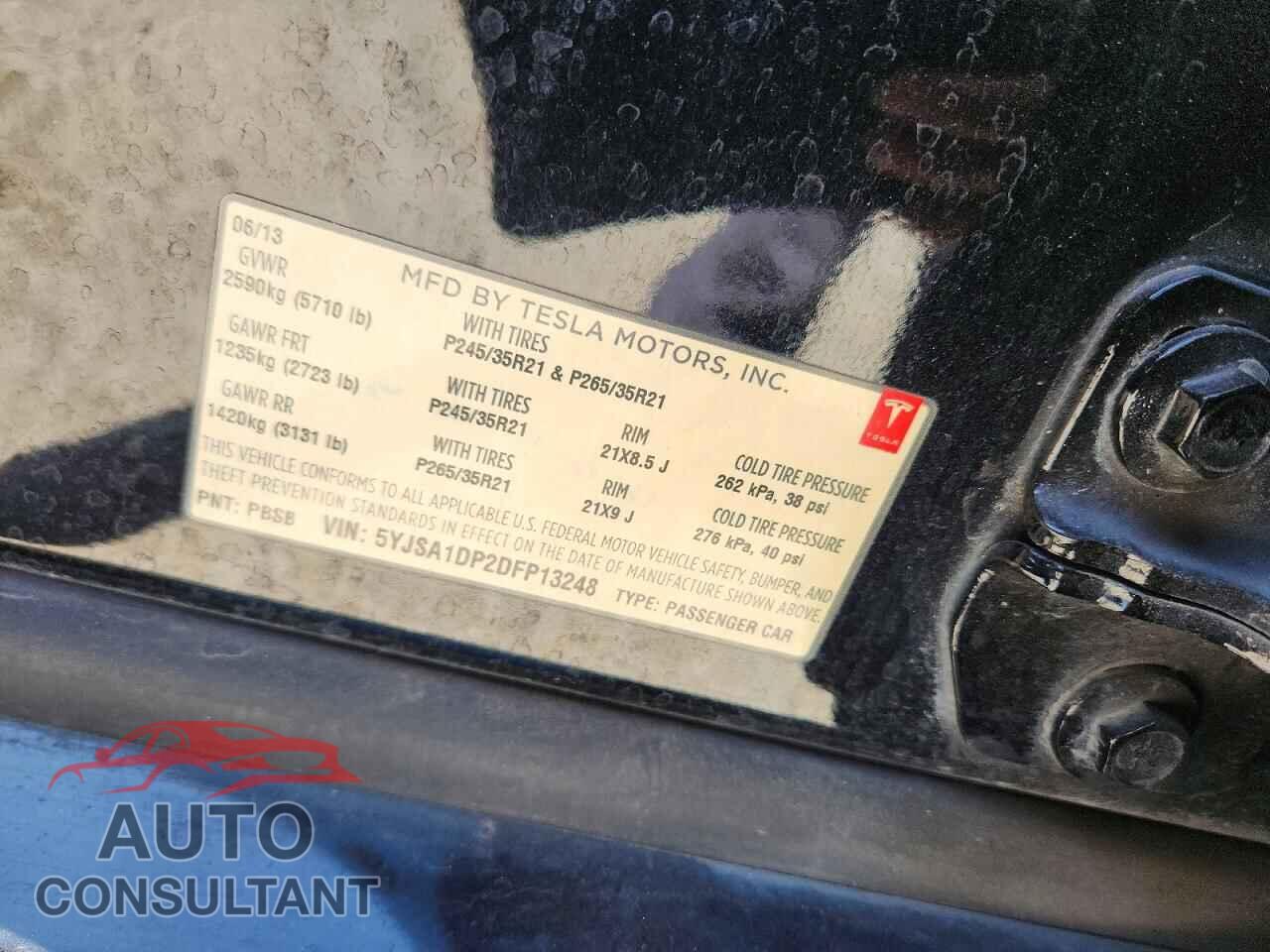 TESLA MODEL S 2013 - 5YJSA1DP2DFP13248
