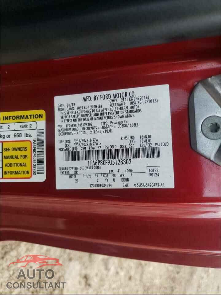 FORD MUSTANG 2018 - 1FA6P8CF9J5128302