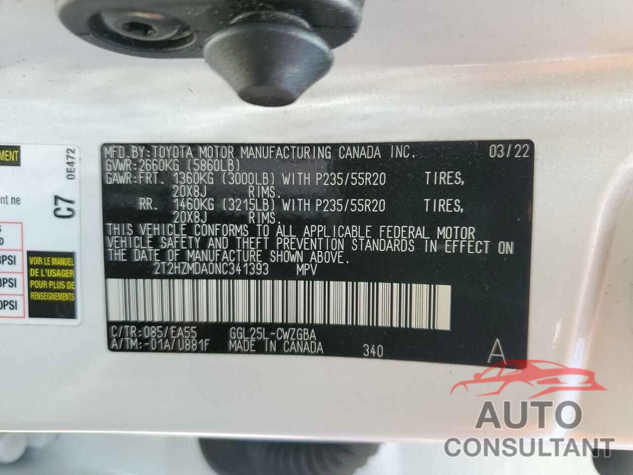 LEXUS RX350 2022 - 2T2HZMDA0NC341393