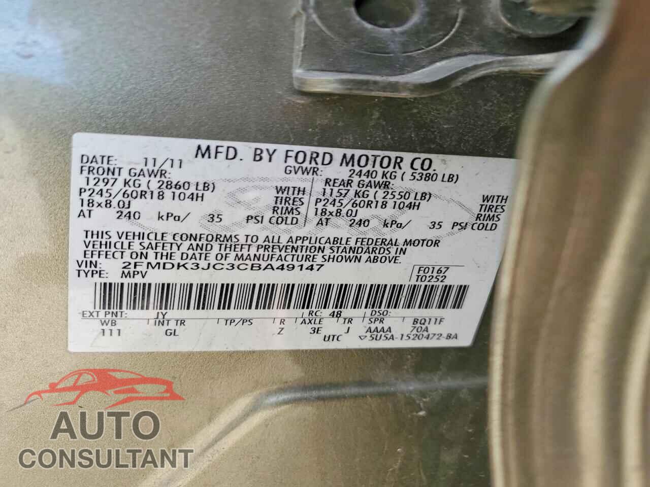 FORD EDGE 2012 - 2FMDK3JC3CBA49147