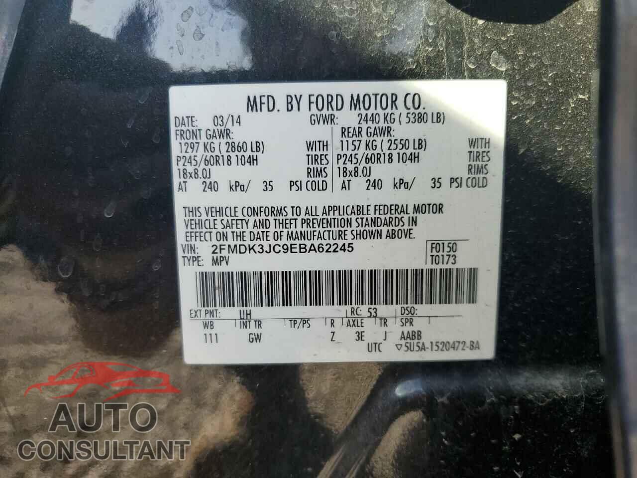 FORD EDGE 2014 - 2FMDK3JC9EBA62245