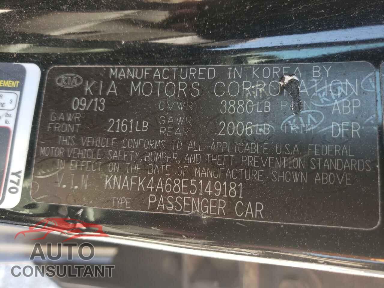 KIA FORTE 2014 - KNAFK4A68E5149181