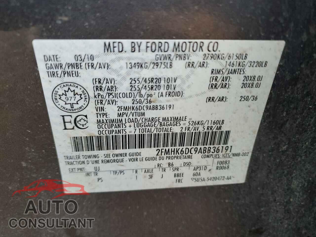 FORD FLEX 2010 - 2FMHK6DC9ABB36191