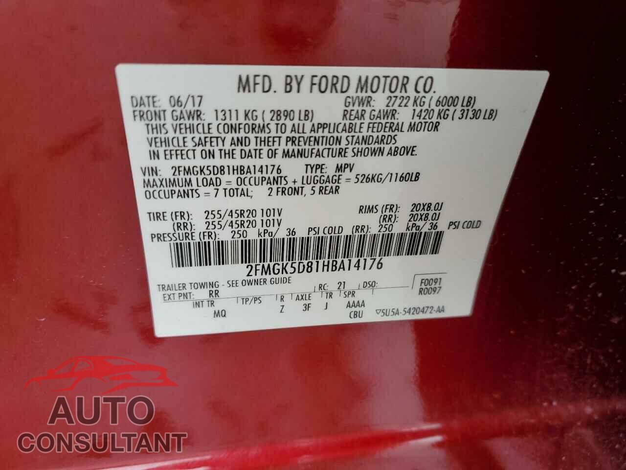 FORD FLEX 2017 - 2FMGK5D81HBA14176