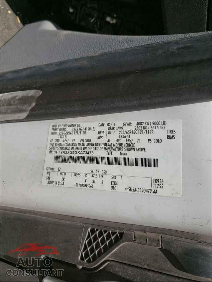 FORD TRANSIT CO 2016 - 1FTYR3XG5GKA73473