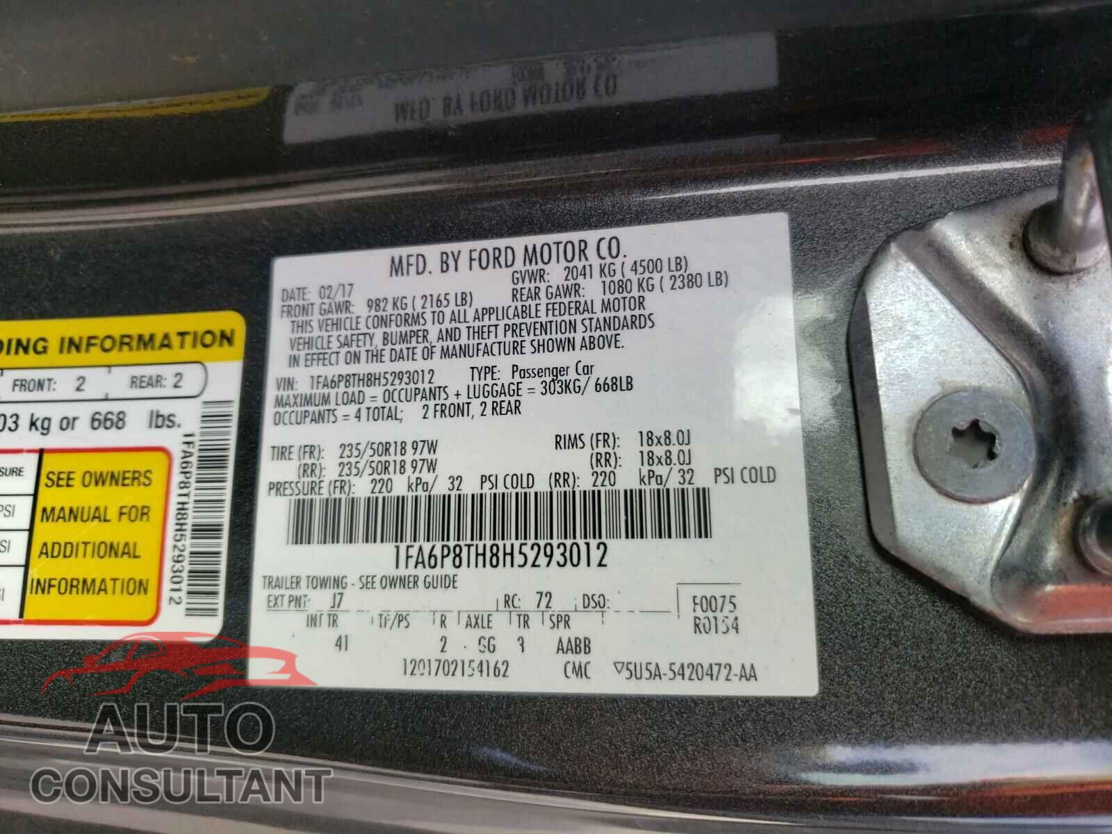 FORD MUSTANG 2017 - 1FA6P8TH8H5293012