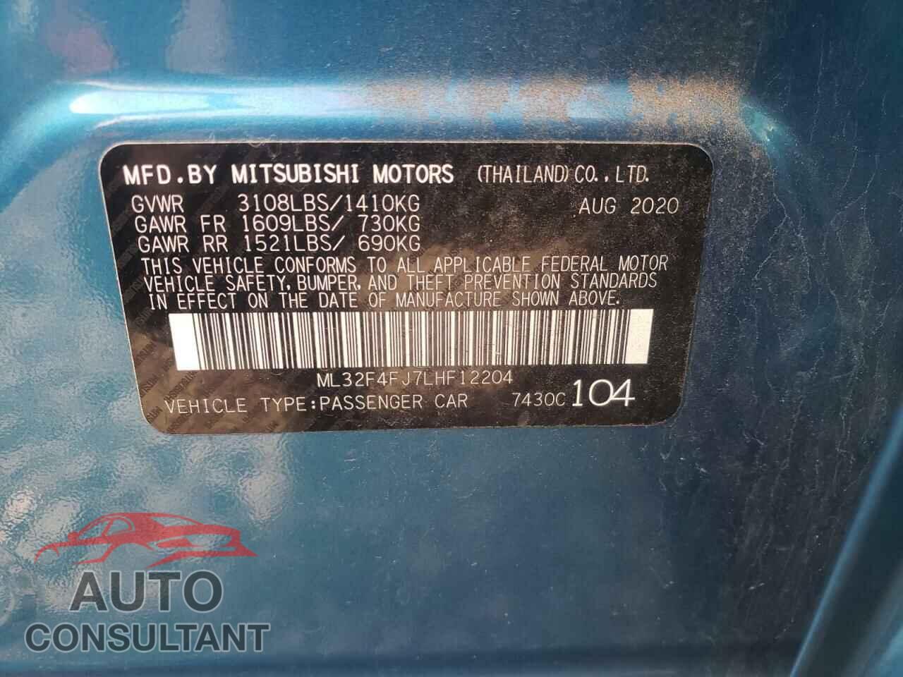 MITSUBISHI MIRAGE 2020 - ML32F4FJ7LHF12204