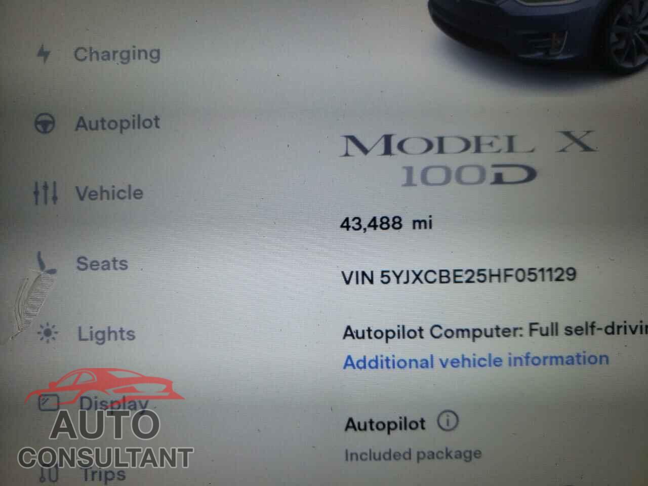 TESLA MODEL X 2017 - 5YJXCBE25HF051129