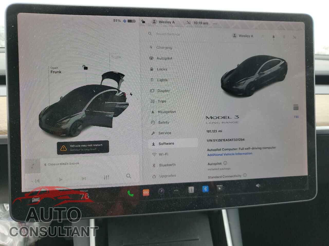 TESLA MODEL 3 2019 - 5YJ3E1EA5KF331294