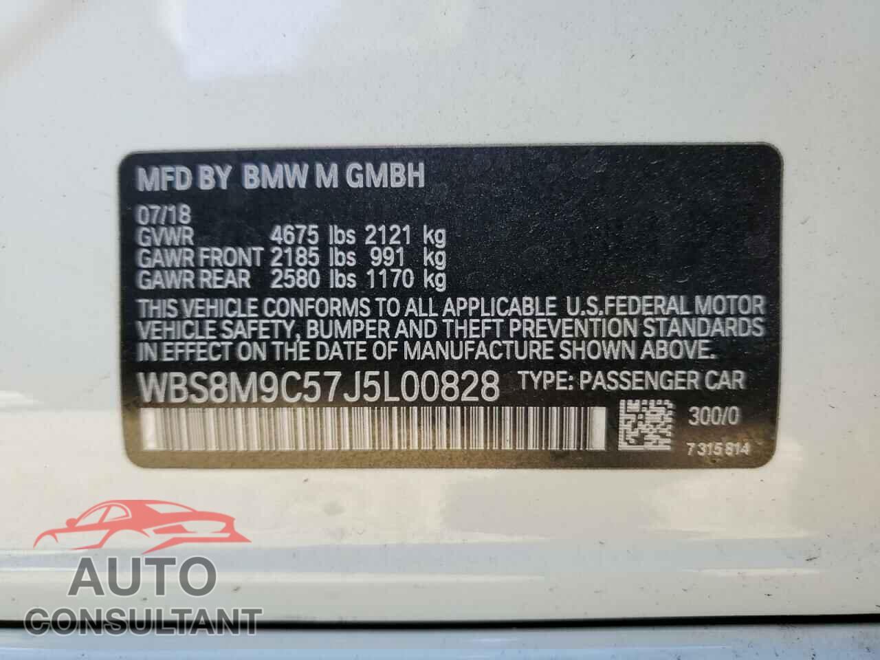 BMW M3 2018 - WBS8M9C57J5L00828