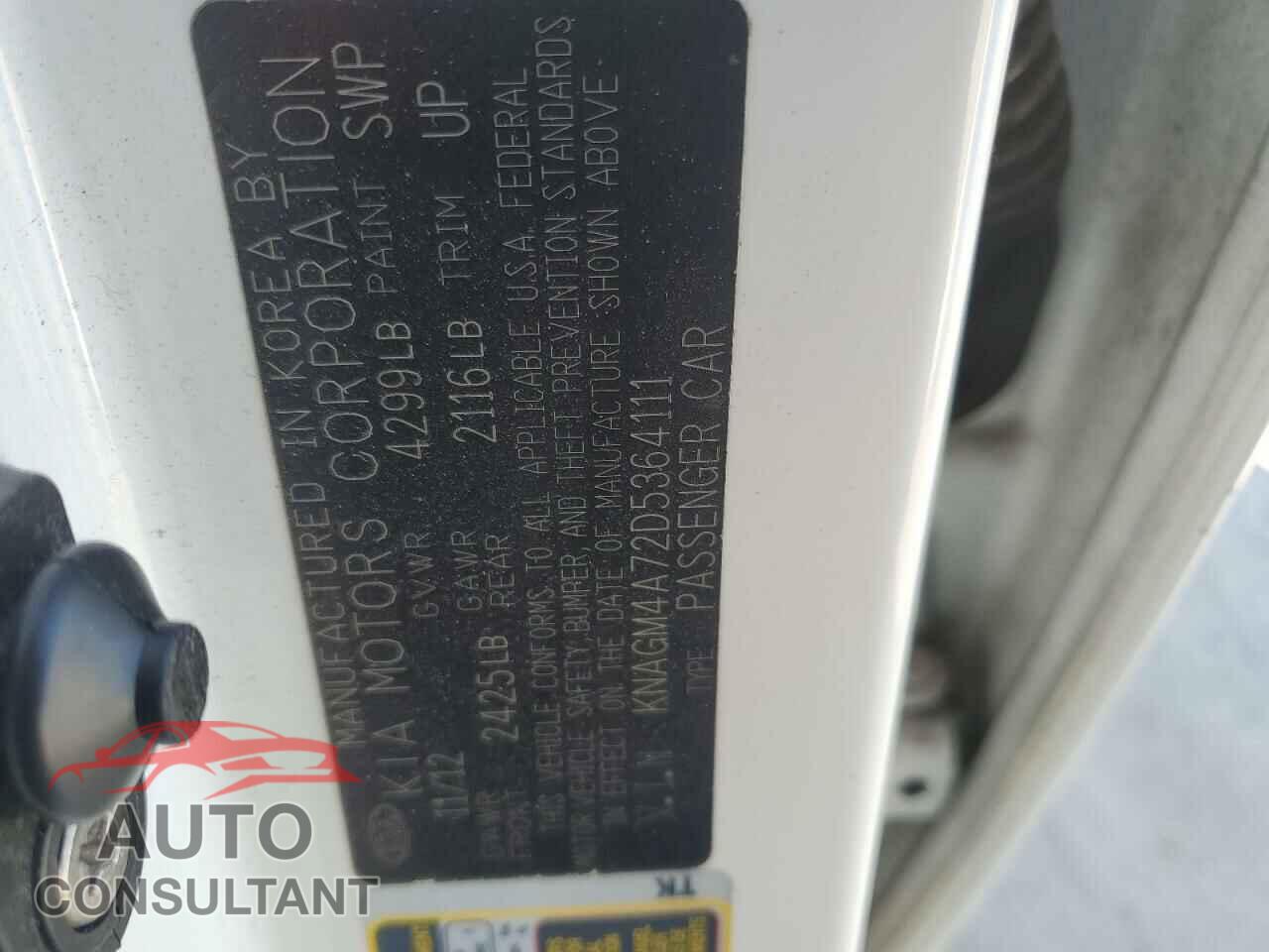 KIA OPTIMA 2013 - KNAGM4A72D5364111