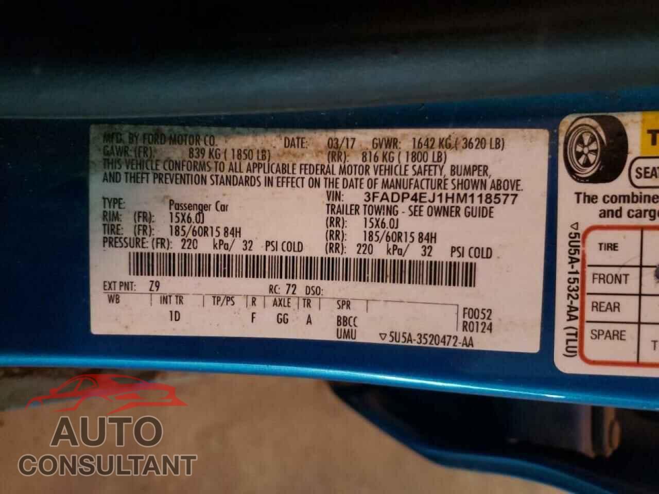FORD FIESTA 2017 - 3FADP4EJ1HM118577