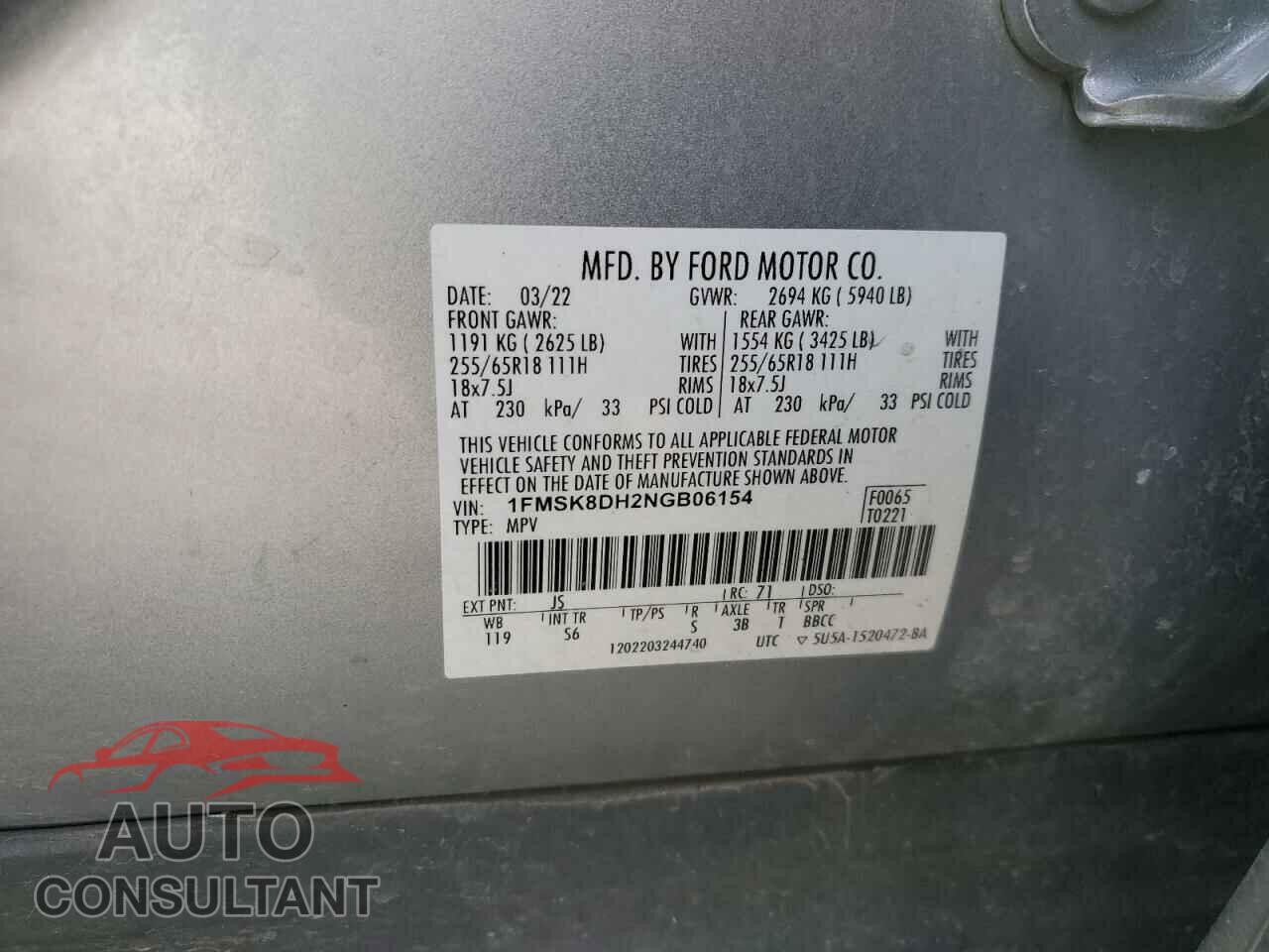 FORD EXPLORER 2022 - 1FMSK8DH2NGB06154