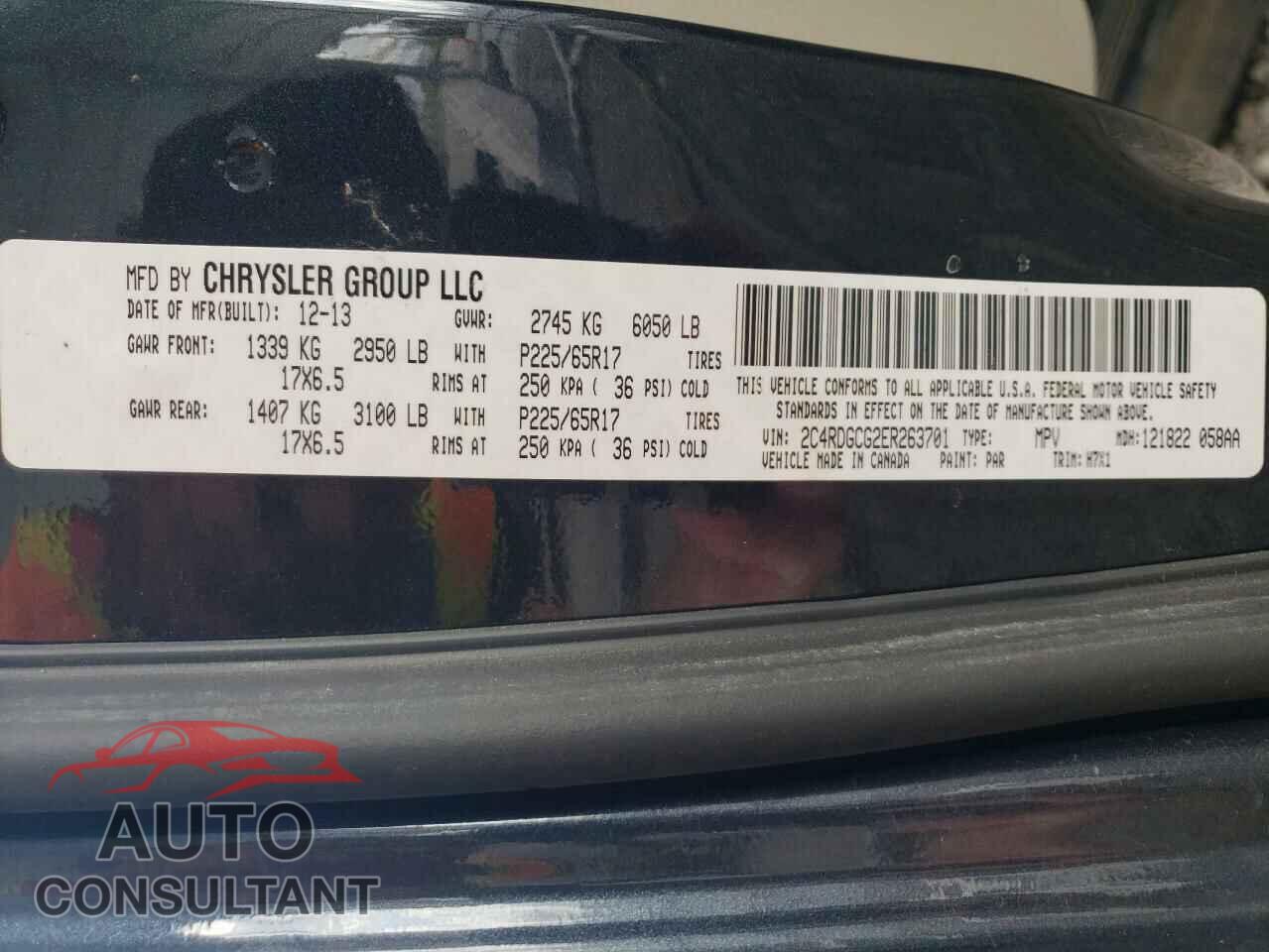 DODGE CARAVAN 2014 - 2C4RDGCG2ER263701