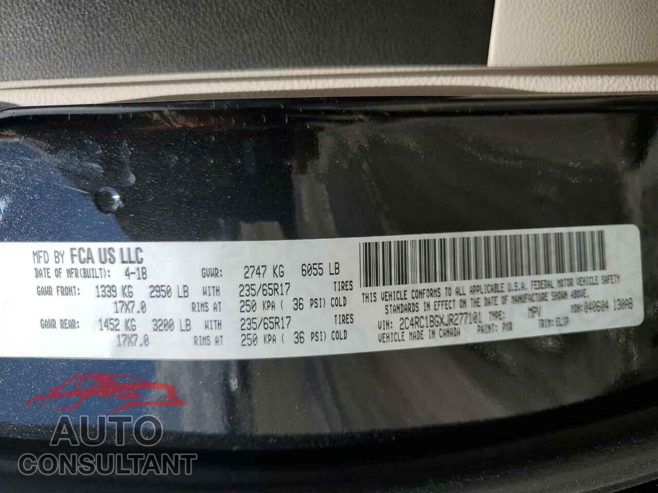 CHRYSLER PACIFICA 2018 - 2C4RC1BGXJR277101