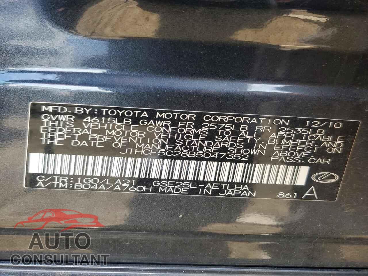 LEXUS IS 2011 - JTHCF5C28B5047352