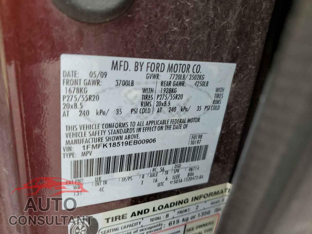 FORD EXPEDITION 2009 - 1FMFK18519EB00906