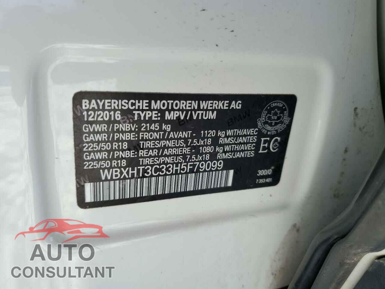 BMW X1 2017 - WBXHT3C33H5F79099