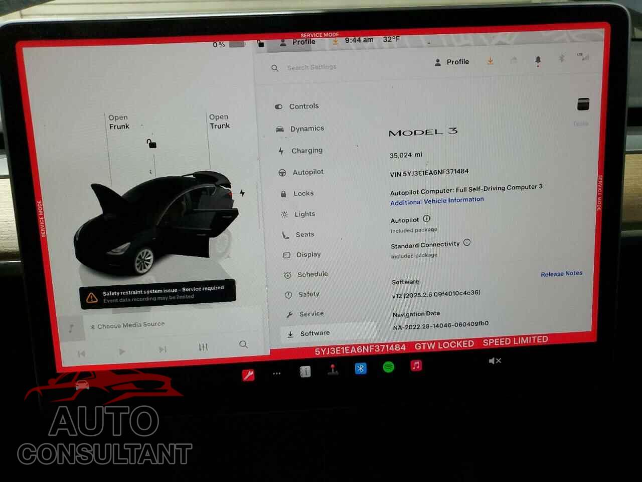 TESLA MODEL 3 2022 - 5YJ3E1EA6NF371484
