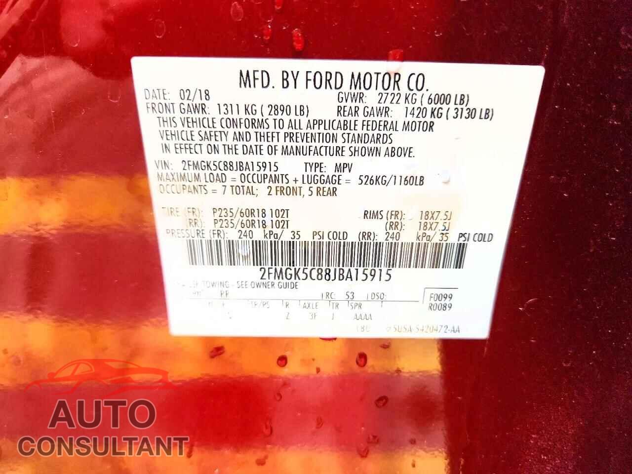 FORD FLEX 2018 - 2FMGK5C88JBA15915