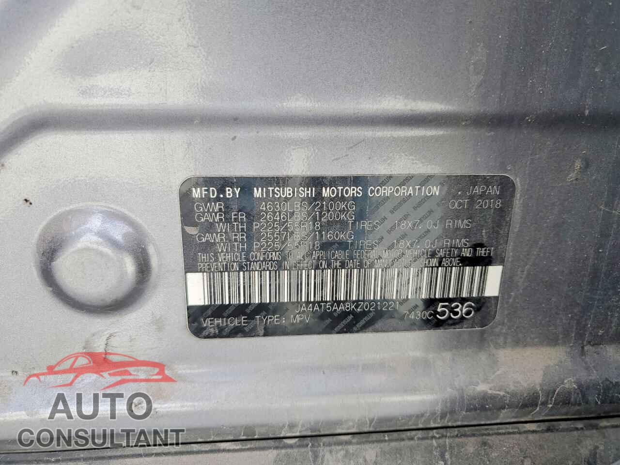 MITSUBISHI ECLIPSE 2019 - JA4AT5AA8KZ021221