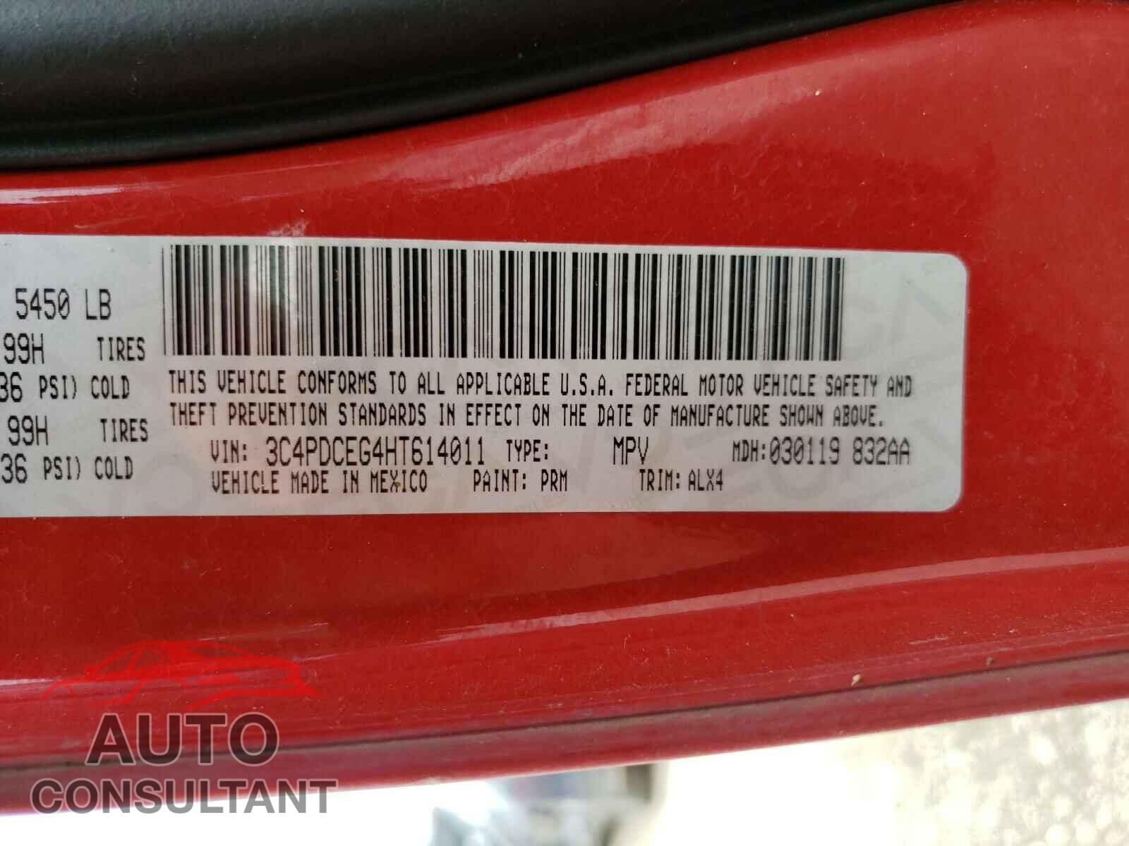 DODGE JOURNEY 2017 - 3C4PDCEG4HT614011