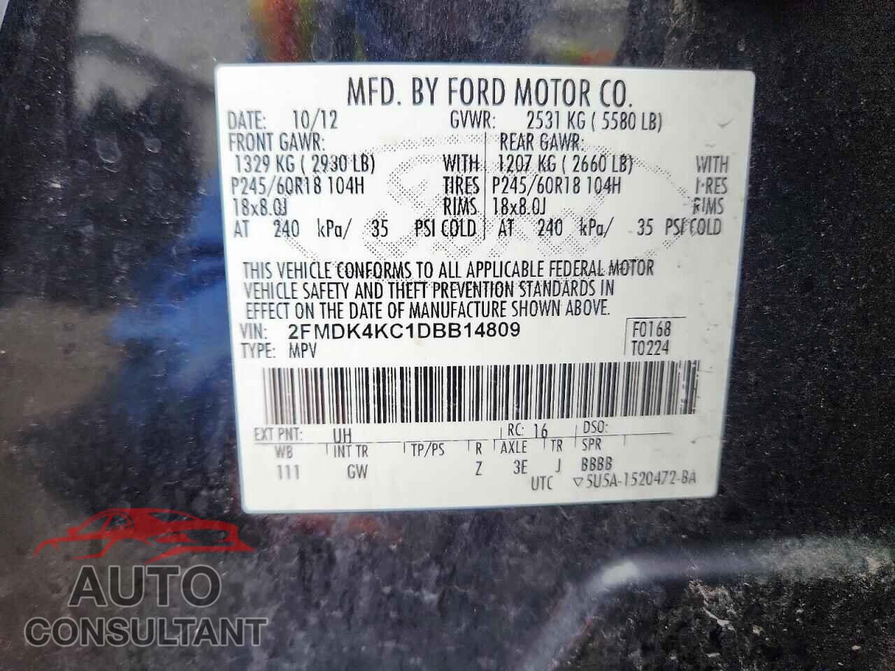 FORD EDGE 2013 - 2FMDK4KC1DBB14809