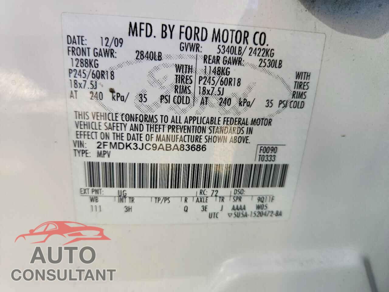 FORD EDGE 2010 - 2FMDK3JC9ABA83686