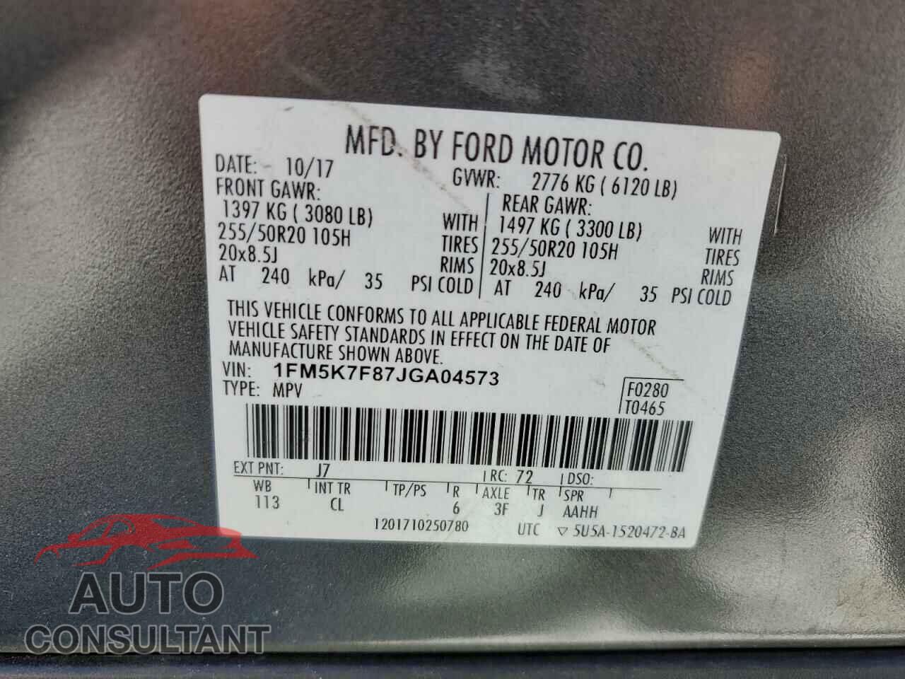 FORD EXPLORER 2018 - 1FM5K7F87JGA04573