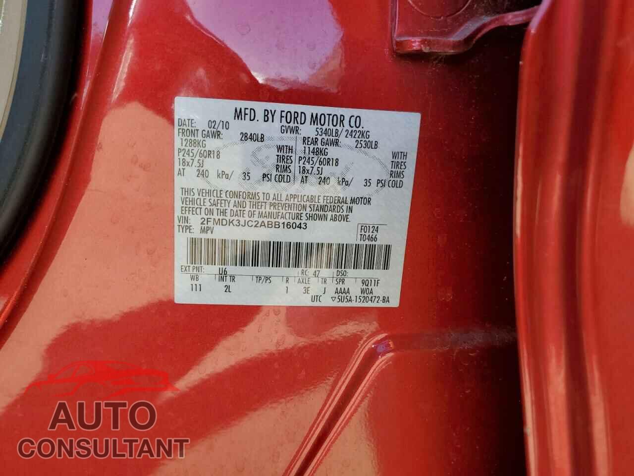 FORD EDGE 2010 - 2FMDK3JC2ABB16043