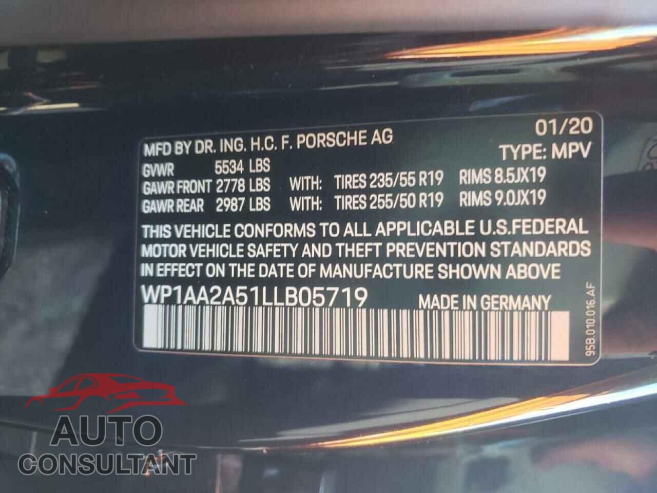 PORSCHE MACAN 2020 - WP1AA2A51LLB05719