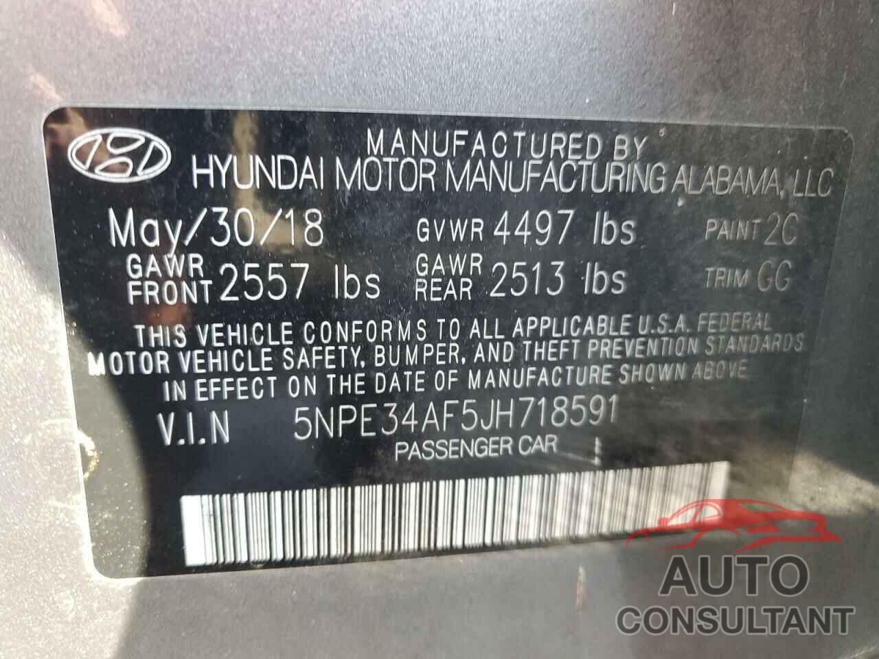 HYUNDAI SONATA 2018 - 5NPE34AF5JH718591