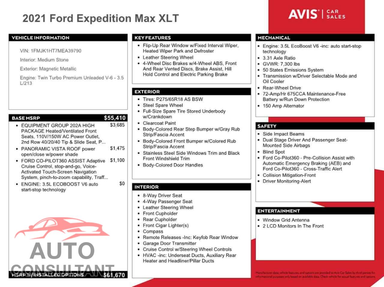 FORD EXPEDITION 2021 - 1FMJK1HT7MEA39790