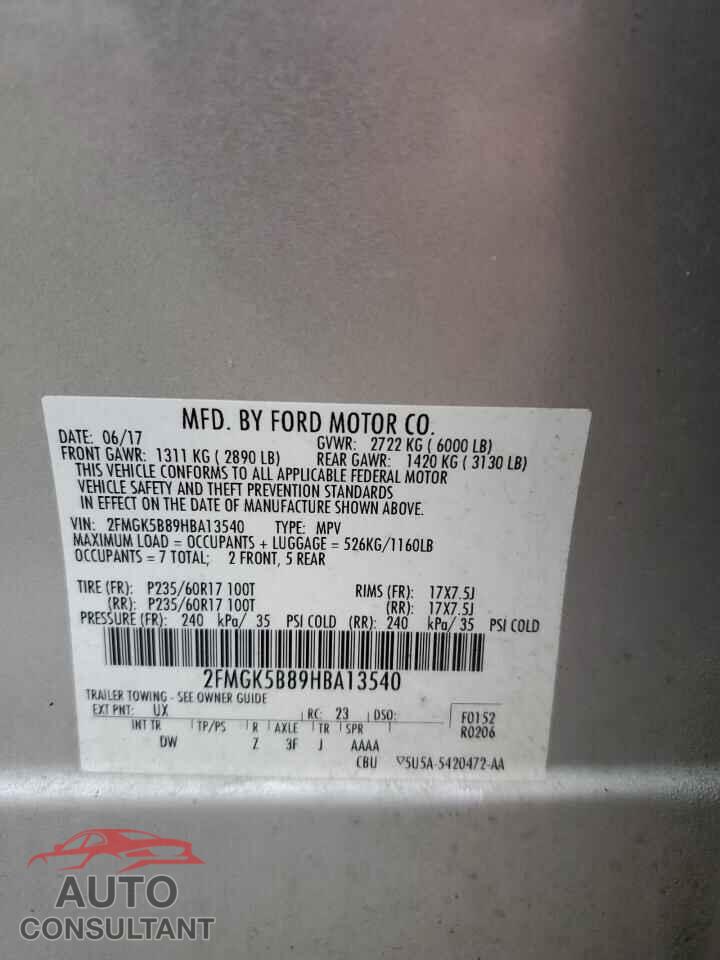FORD FLEX 2017 - 2FMGK5B89HBA13540