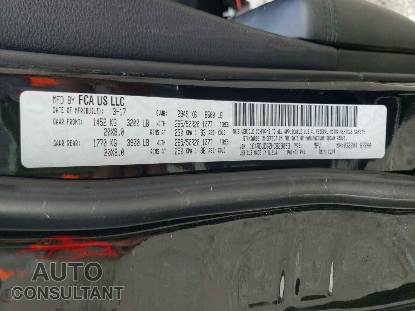 DODGE DURANGO 2017 - 1C4RDJDG2HC828053