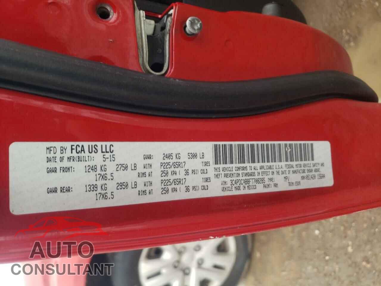 DODGE JOURNEY 2015 - 3C4PDCAB8FT708285