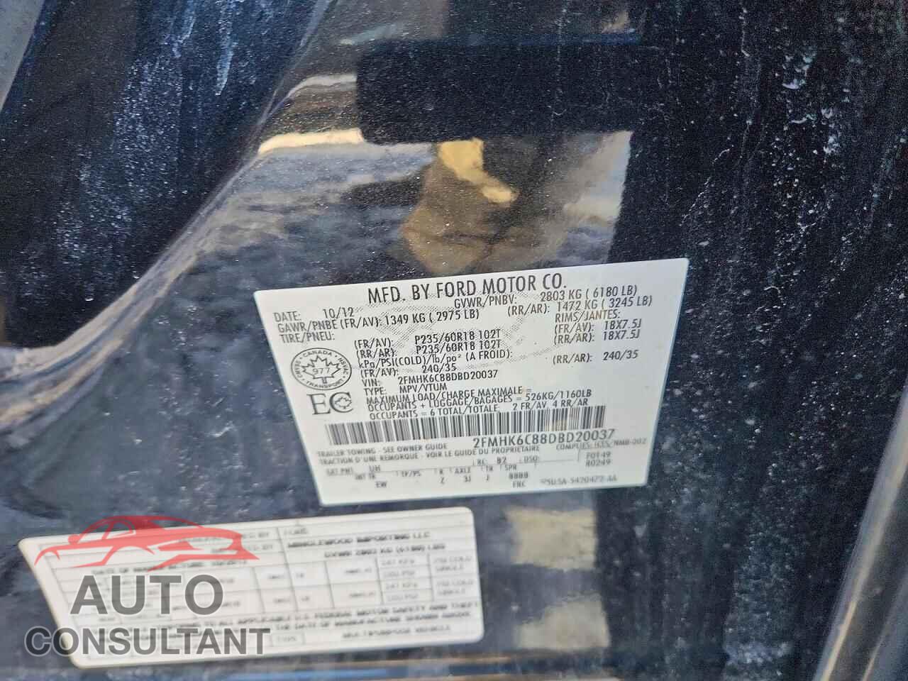 FORD FLEX 2013 - 2FMHK6C88DBD20037