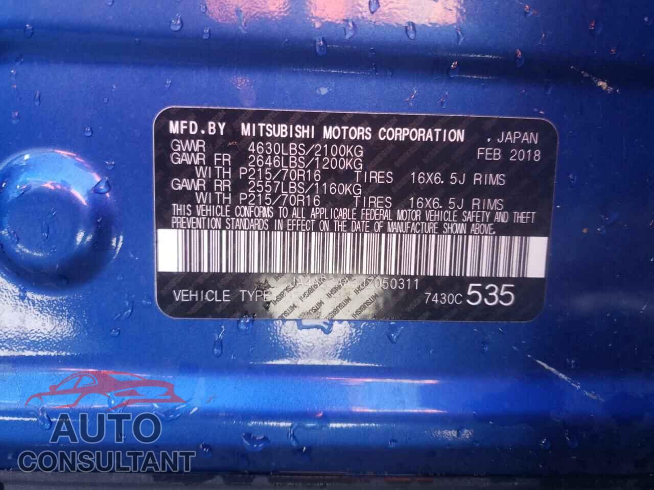 MITSUBISHI ECLIPSE 2018 - JA4AS3AA3JZ050311